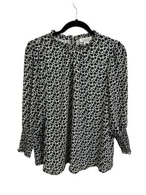Rachel Zoe Blouse Size Medium Womens Sheer Heart Design High Neck Long Sleeve